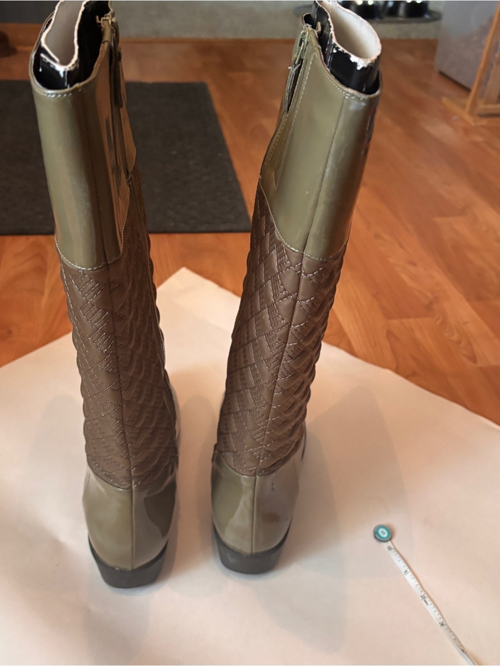 Cole Haan Nike Air Quilted Tali Wedge Rain Boots - Women's Size 7 - Olive Green - Picture 3 of 10
